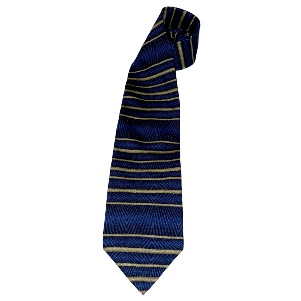 MW Collection Blue Stripe Silk Tie
